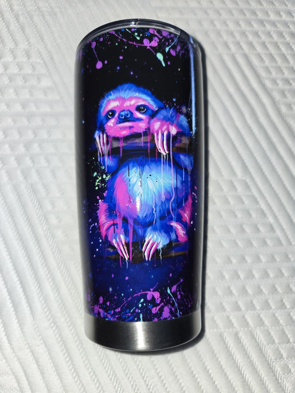 Neon Galaxy Sloth Stainless Tumbler - Pink & Blue